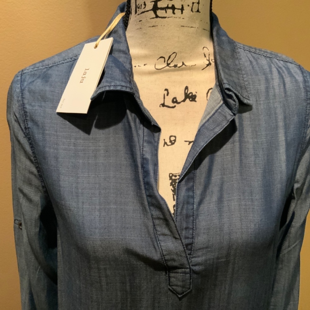 Boutique Laju Tencel Denim Long Sleeve Dress women’s S NWT - Picture 2 of 11